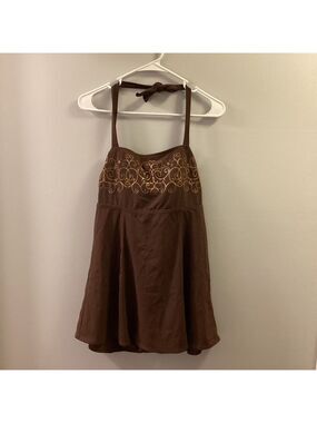 Tropical Escapes swim top Woman’s size 12 brown with gold details shelf …